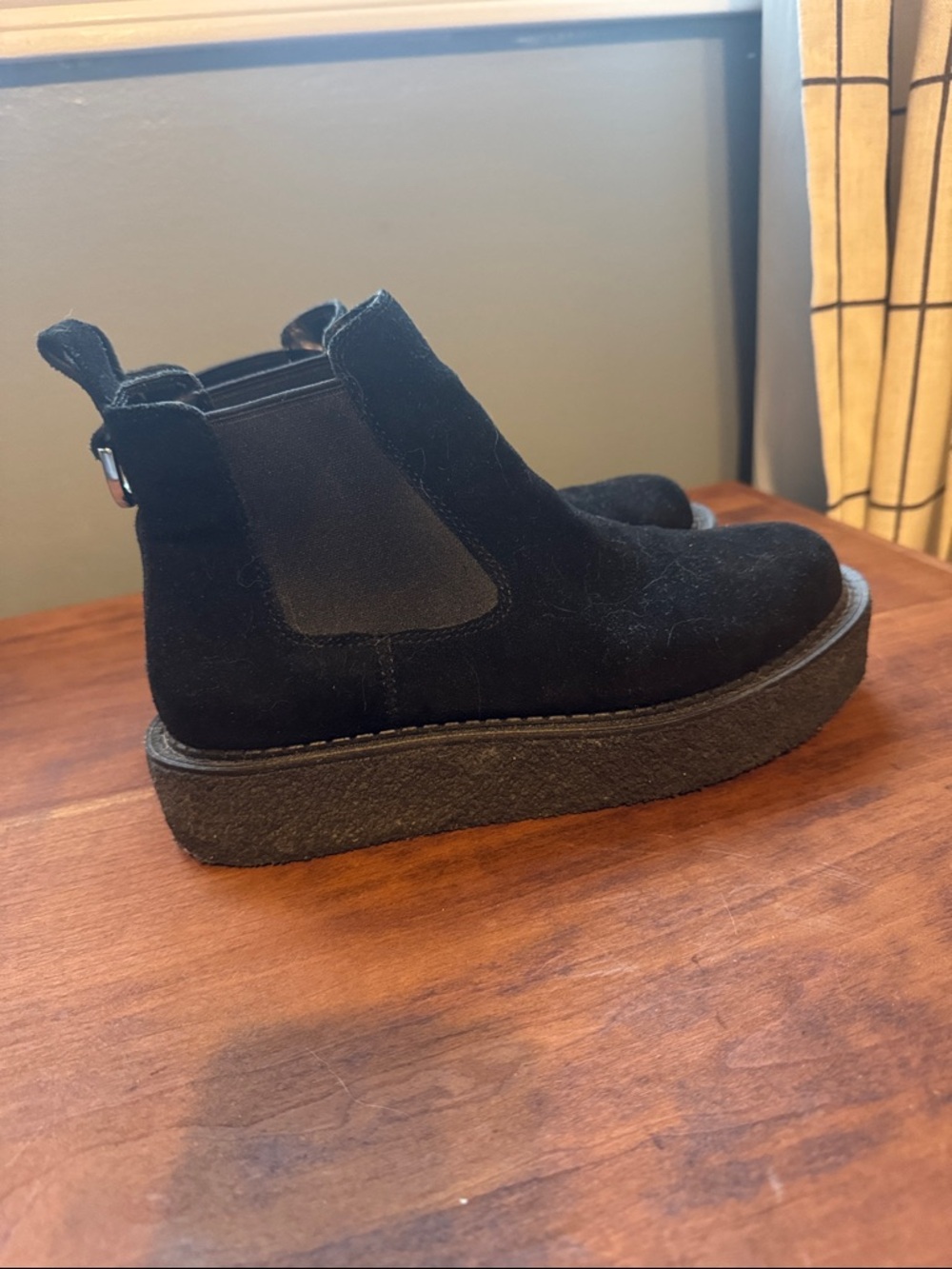 AEROSOLES Black Suede Platform Chelsea Ankle Boots